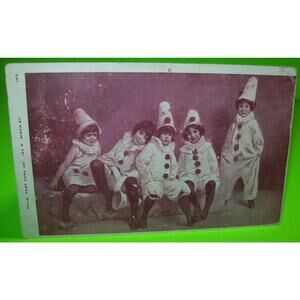 Antique Halloween Postcard Children Dressed As Clowns 186 Philadelphia RPPC